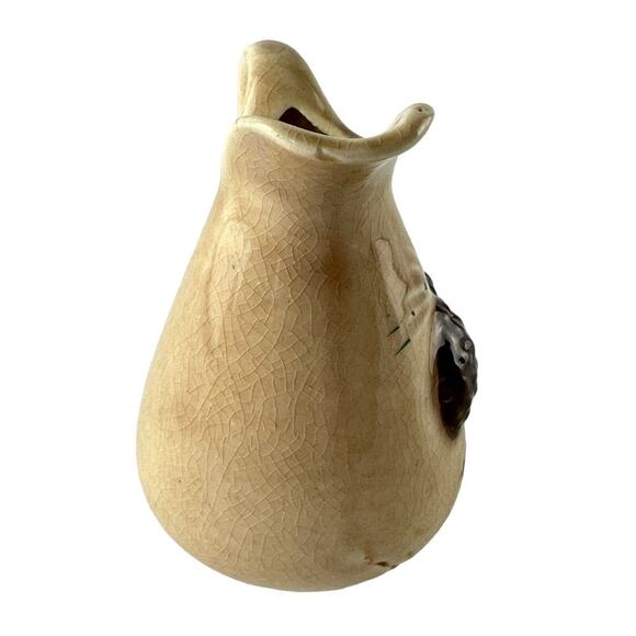 Vintage Japan Pottery Mini Pitcher Creamer Brown Pine Cone Flower Bud Vase Decor - Picture 15 of 16